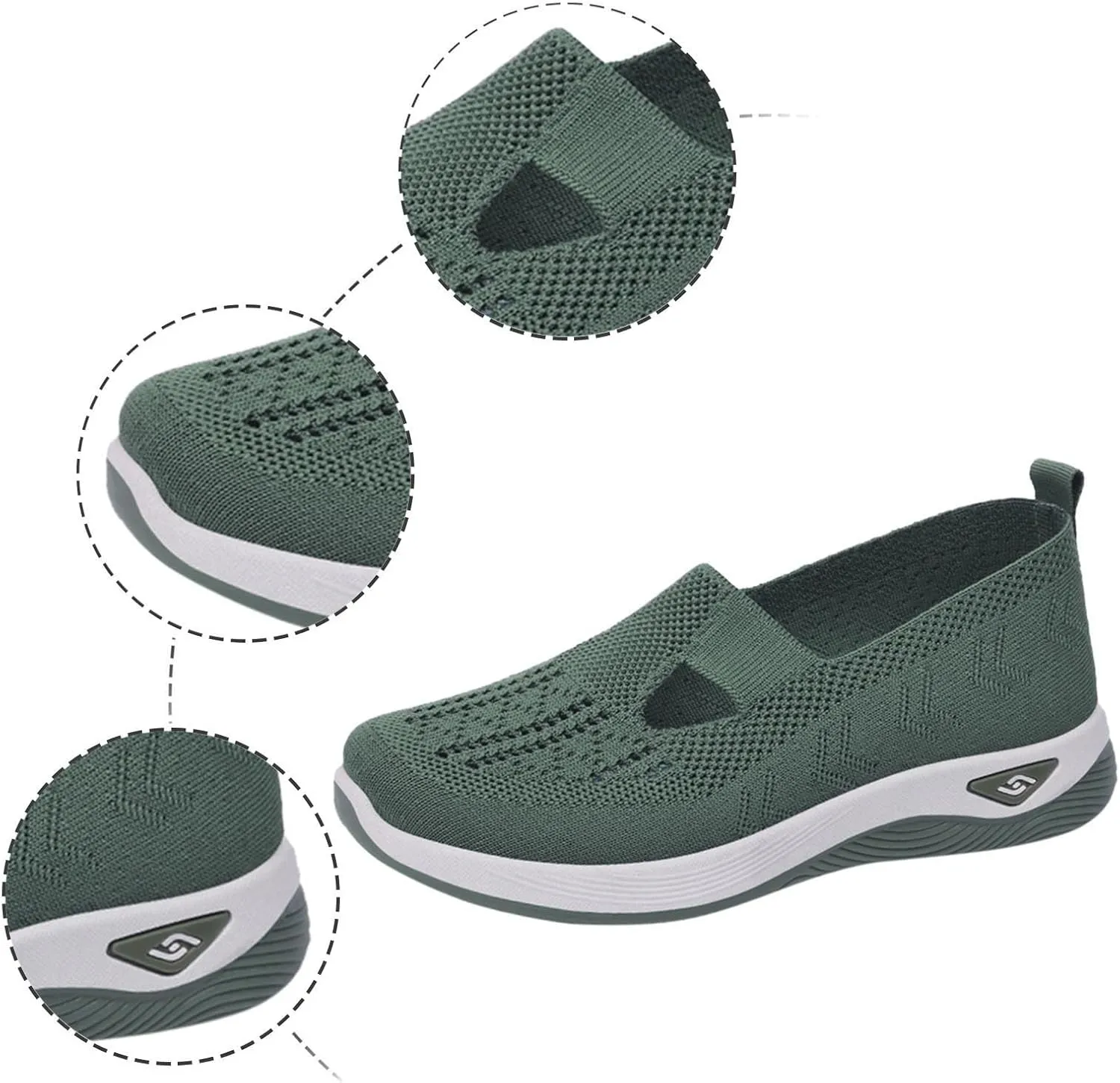 Orthopedic Walking Shoes for Women, Women Breathable Mesh Orthopedic Sneakers Slip On Nurse Shoes Arch Support Comfortable Non Slip Work Shoe