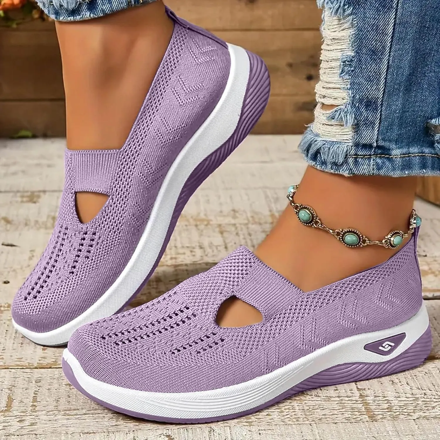 Orthopedic Walking Shoes for Women, Women Breathable Mesh Orthopedic Sneakers Slip On Nurse Shoes Arch Support Lightweight Comfortable Non Slip Work Shoe Wide Width Sneakers