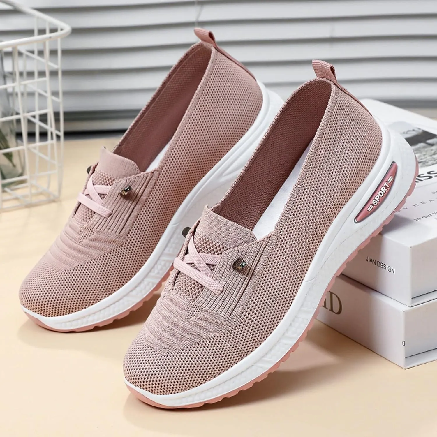 Orthopedic Walking Shoes for Women, Women Breathable Mesh Orthopedic Sneakers Slip On Nurse Shoes Arch Support Lightweight Non Slip Work Shoe