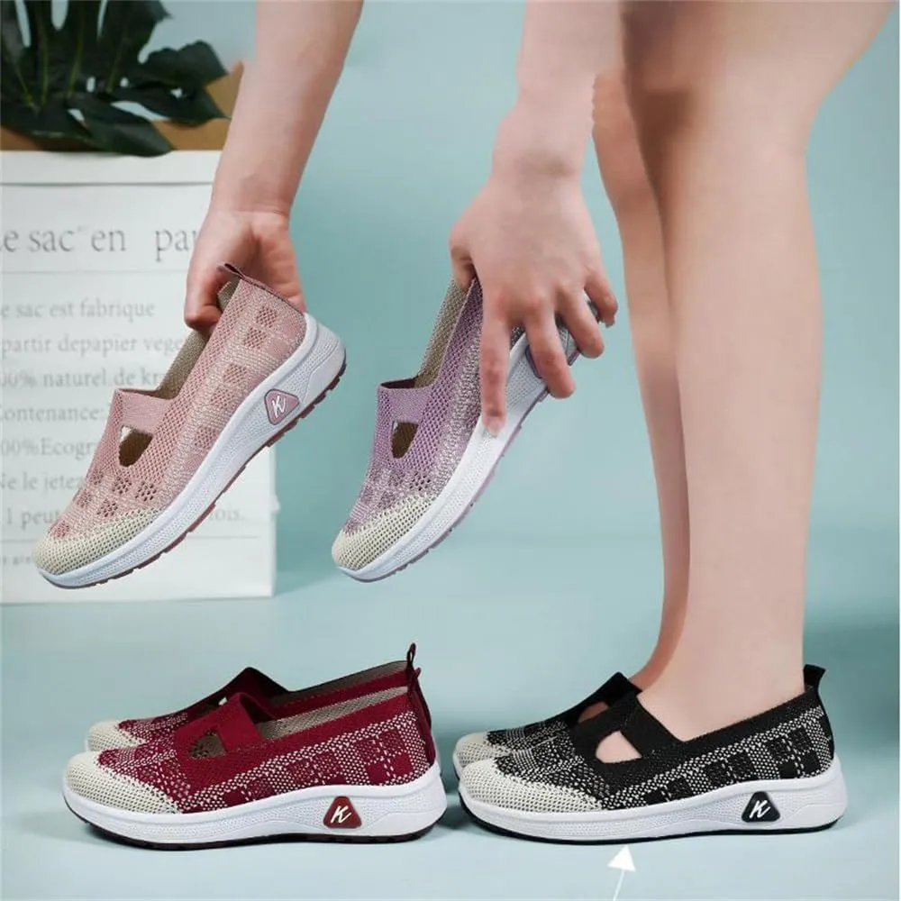 Orthowalkway Womens Shoes, Outdoor Women's Comfortable Breathable Knitted Orthopedic Walking Shoes, Orthopedic Slip-On Leisure Flat Soft Shoes