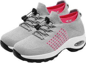 Orthowear Shoes for Women Lightweight Comfortable Stretch Cushion Sneakers Athletic Mesh Hollow Out Platform Loafers Slip On Air Wear Nurse Shoes