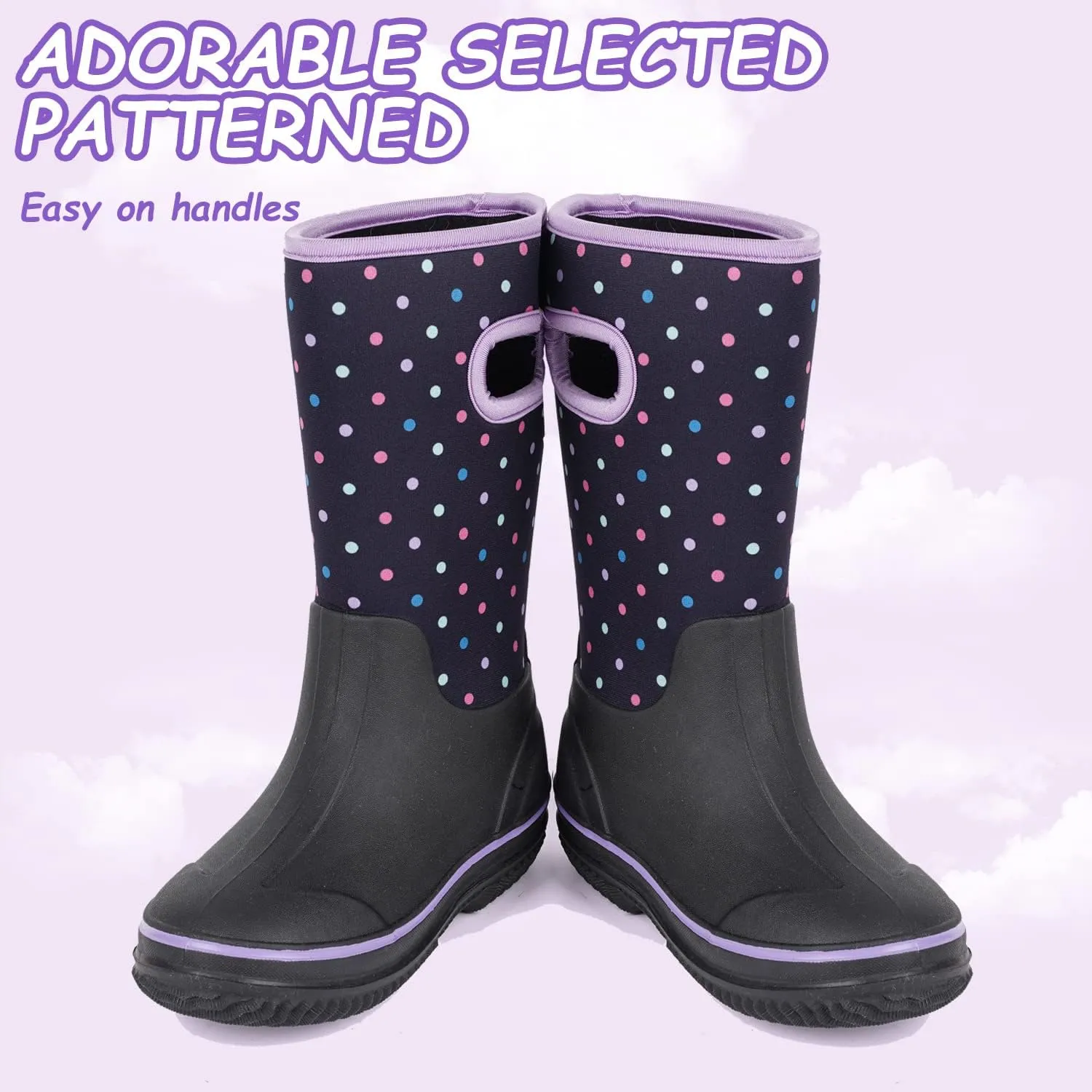 Outee Toddler Kids Warm Waterproof Neoprene Rain Boots