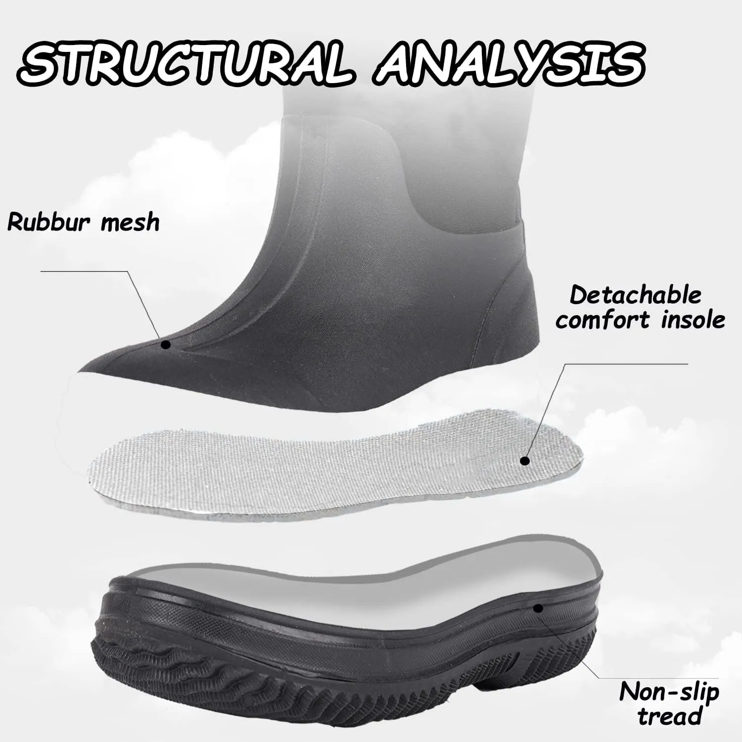 Outee Toddler Kids Warm Waterproof Neoprene Rain Boots