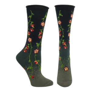 Ozone Tibetan Flowers Socks, Black