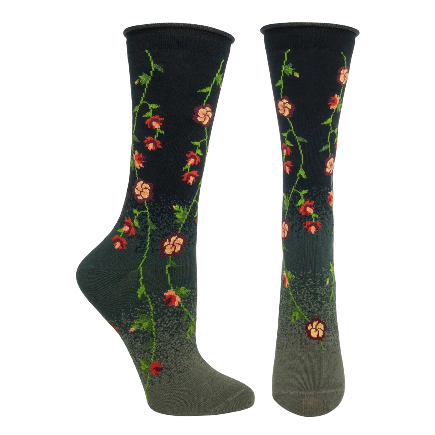 Ozone Tibetan Flowers Socks, Black