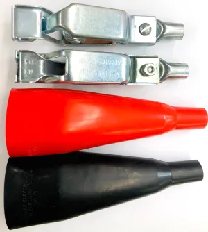 Pair Mueller BU-11A, 100 Amp Steel HD Grounding Clips w/ Red & Black Insulators