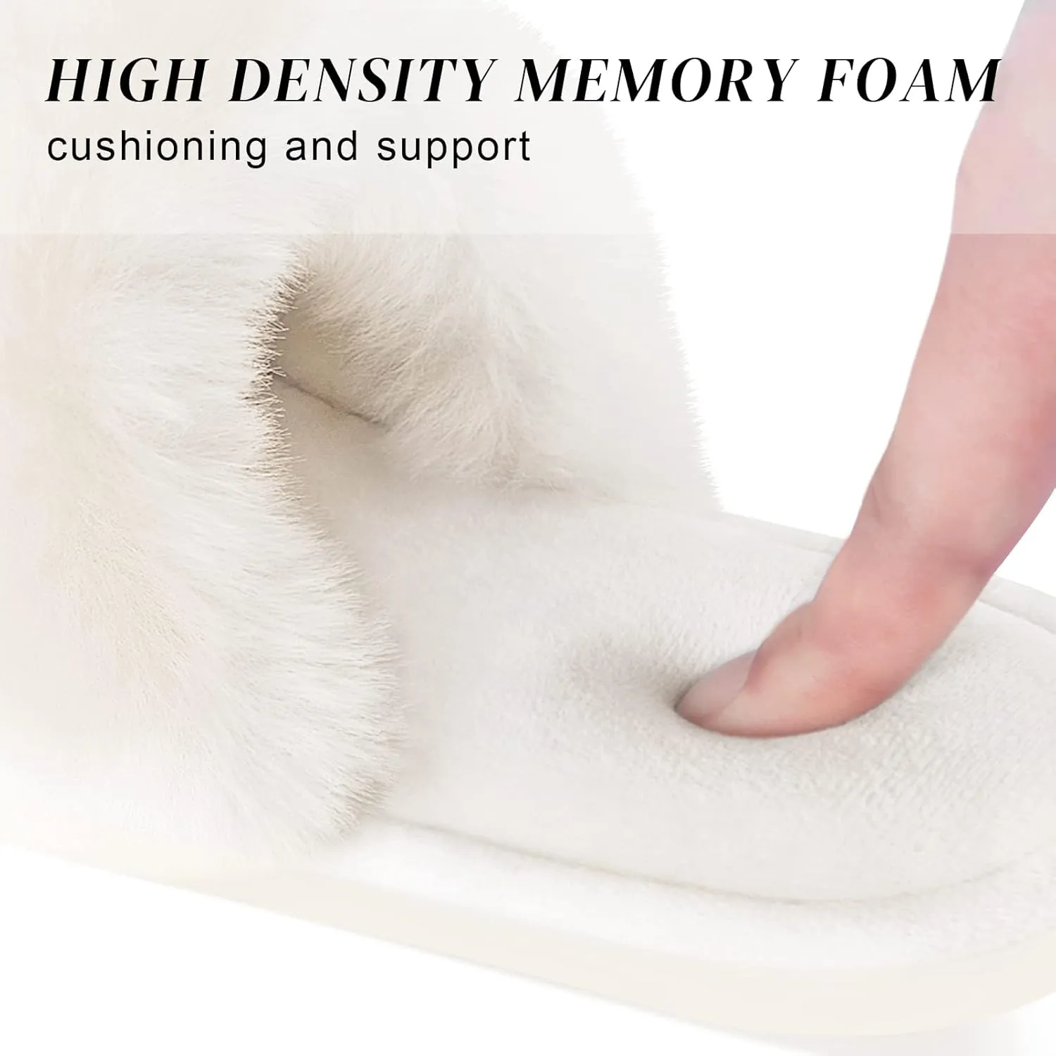 Parlovable Women's Faux Fur Slippers Fuzzy Flat Spa Fluffy Open Toe House Shoes Indoor Outdoor Slip on Memory Foam Slide Sandals
