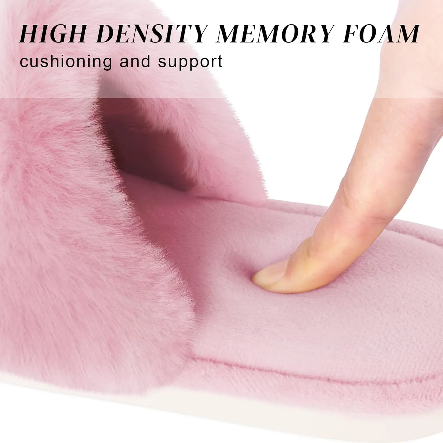 Parlovable Women's Faux Fur Slippers Fuzzy Flat Spa Fluffy Open Toe House Shoes Indoor Outdoor Slip on Memory Foam Slide Sandals