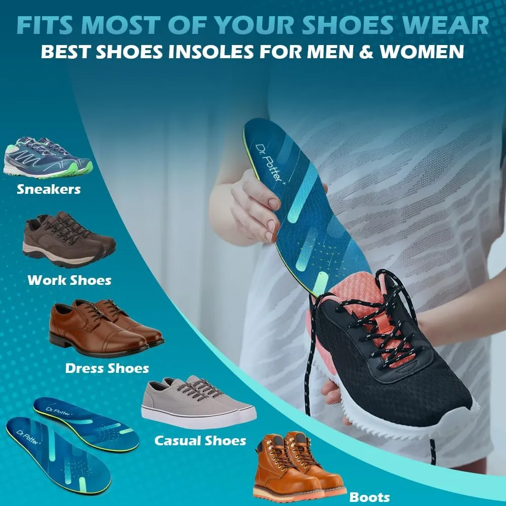 Plantar Fasciitis Insoles, 220 lbs Heavy Duty High Arch Support Inserts, Comfort Orthotics Insoles for Flat Feet and Foot Pain Relief, Work Boot Insoles for Men Women (290MM)