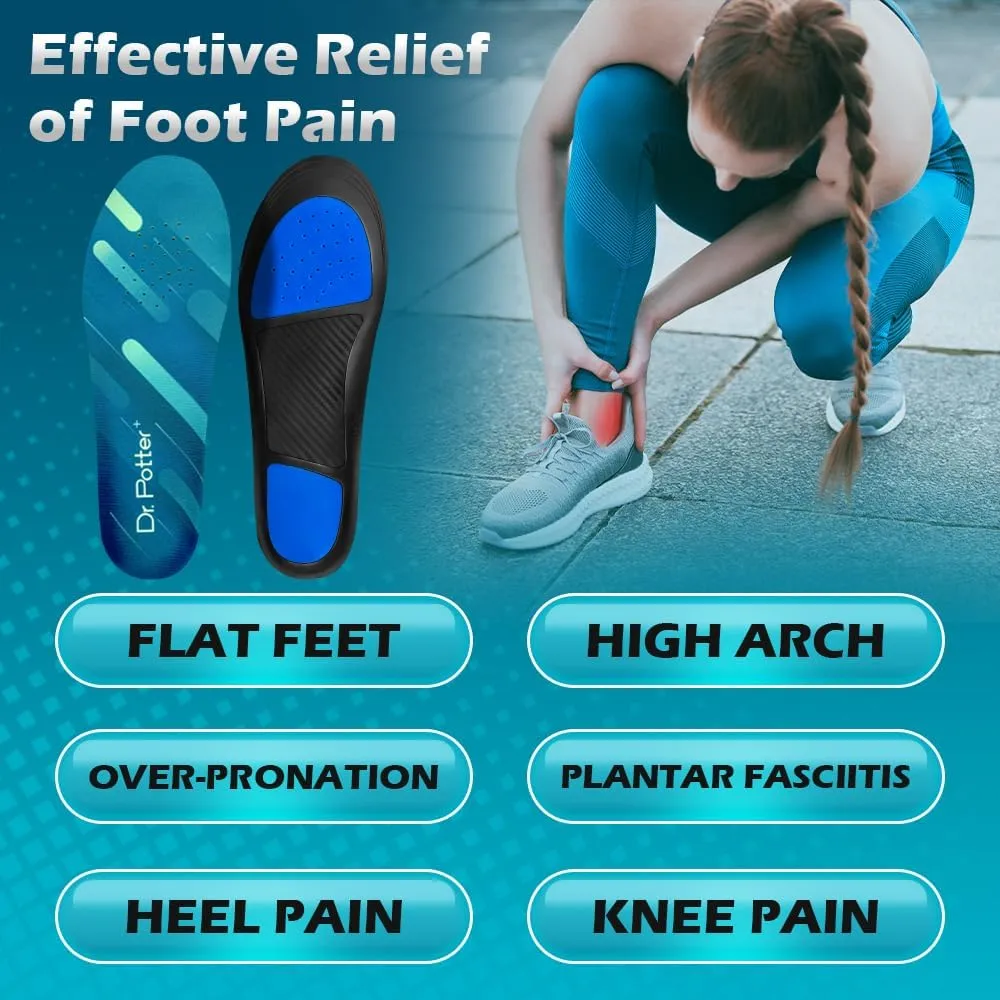 Plantar Fasciitis Insoles, 220 lbs Heavy Duty High Arch Support Inserts, Comfort Orthotics Insoles for Flat Feet and Foot Pain Relief, Work Boot Insoles for Men Women (290MM)