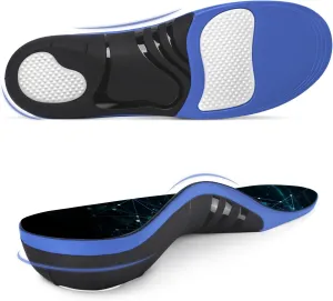 Plantar Fasciitis Insoles, 220  lbs High Arch Support Inserts for Men Women, Pain Relief Orthotic Heavy Duty Flat Feet Athletic Work Boot Insoles Standing All Day, Blue - XL