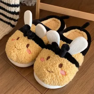 Plush Novelty Bumble Bee Slippers - Sizes UK 3-8
