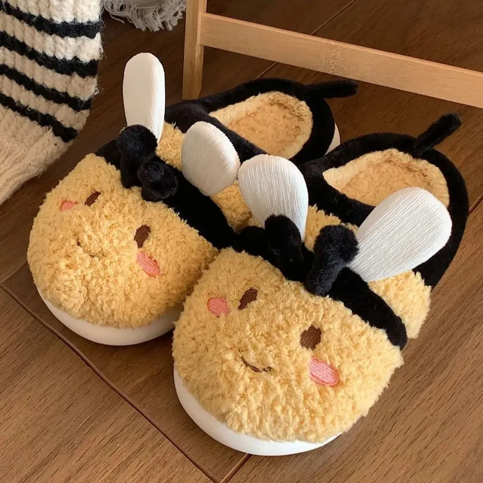 Plush Novelty Bumble Bee Slippers - Sizes UK 3-8