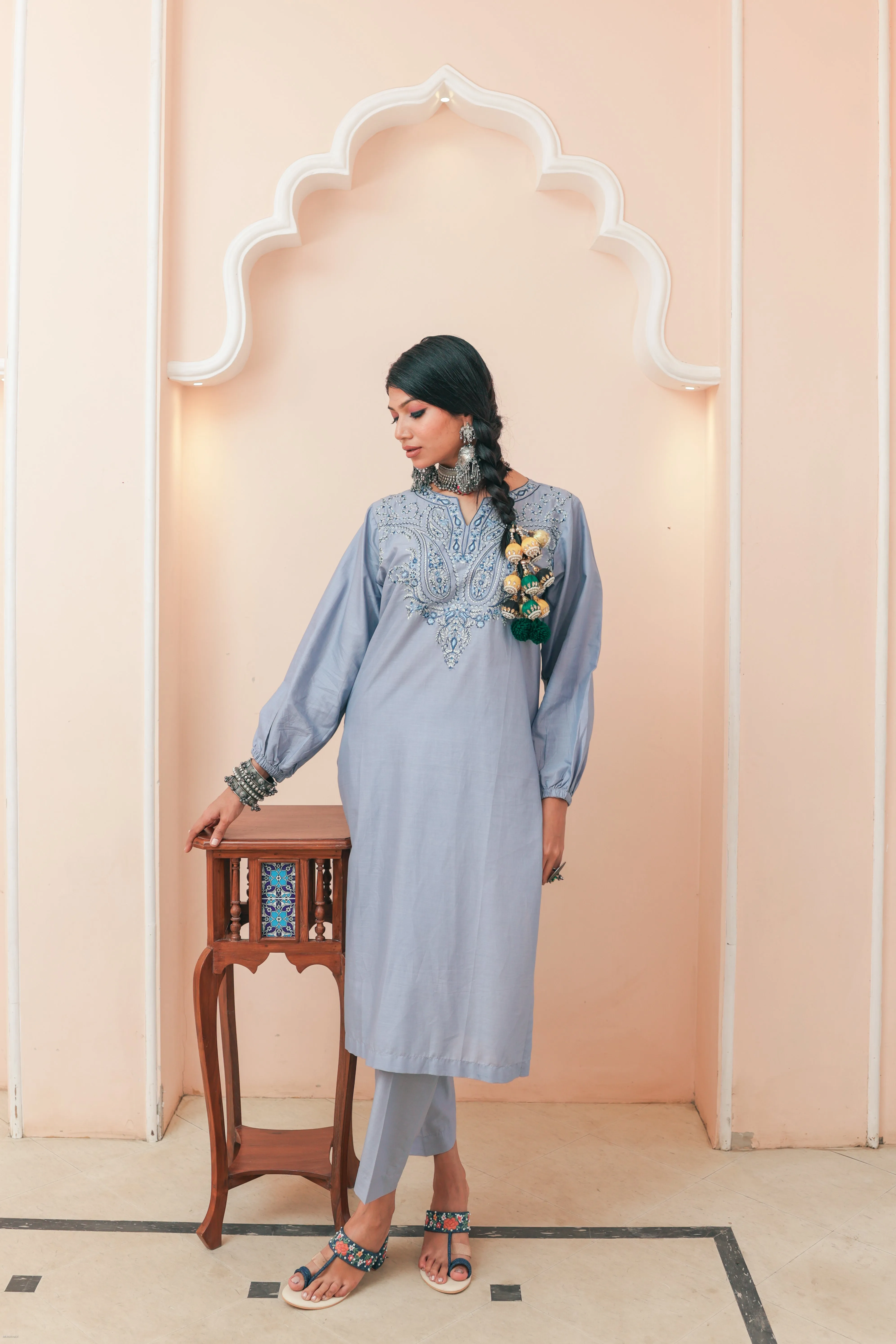 Powder Blue Embroiderd Co-ord