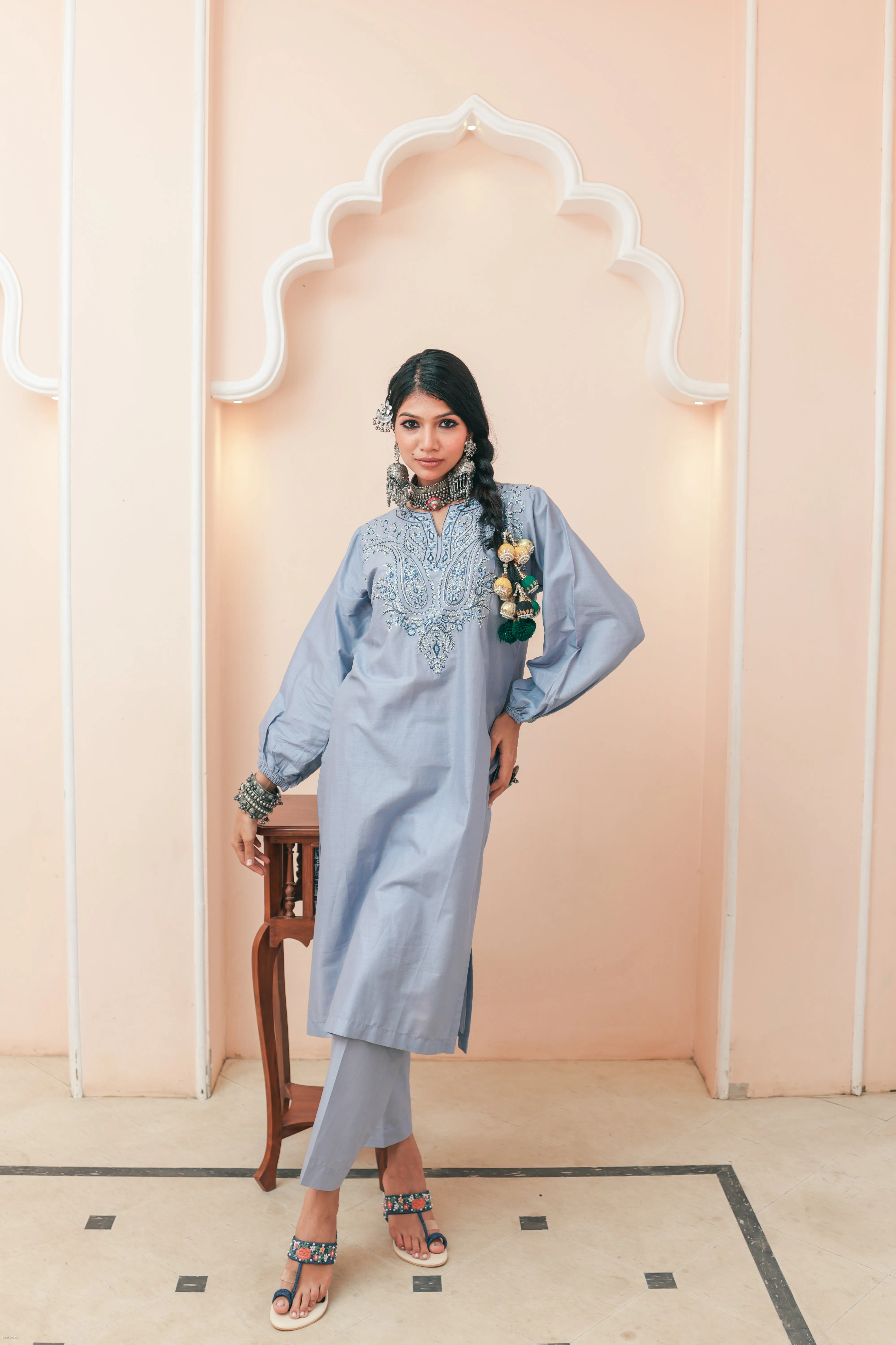 Powder Blue Embroiderd Co-ord