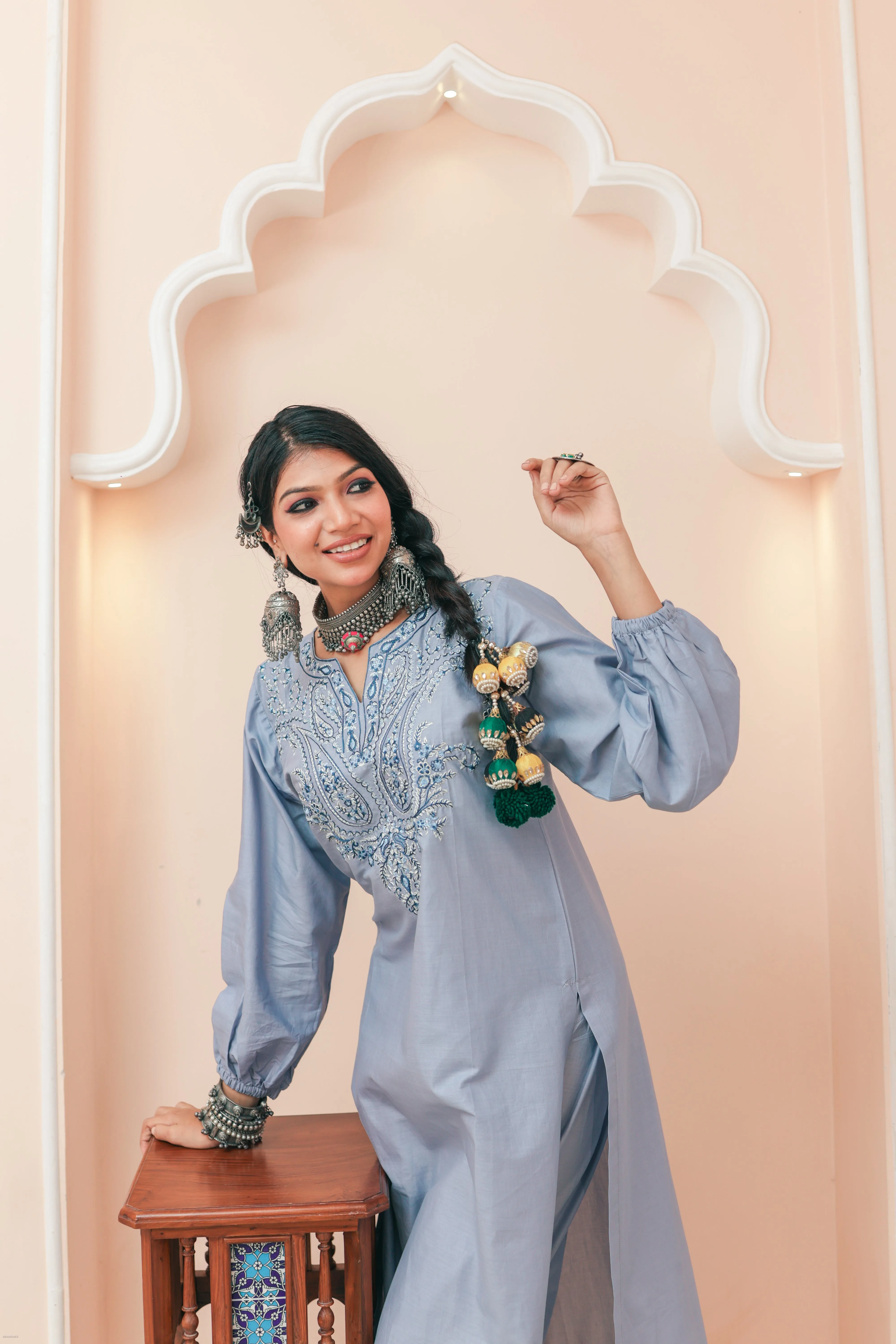 Powder Blue Embroiderd Co-ord