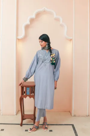 Powder Blue Embroiderd Co-ord