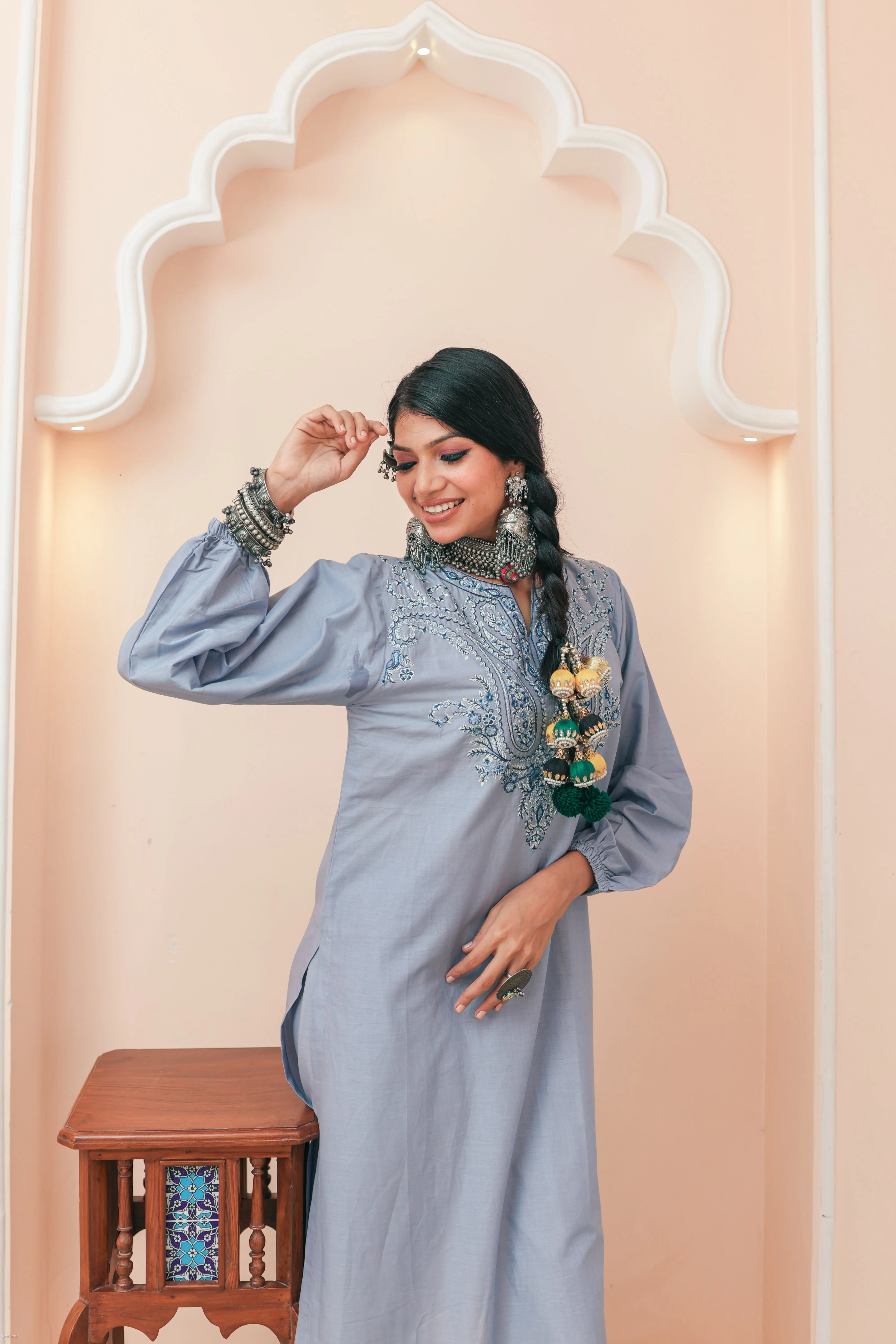 Powder Blue Embroiderd Co-ord