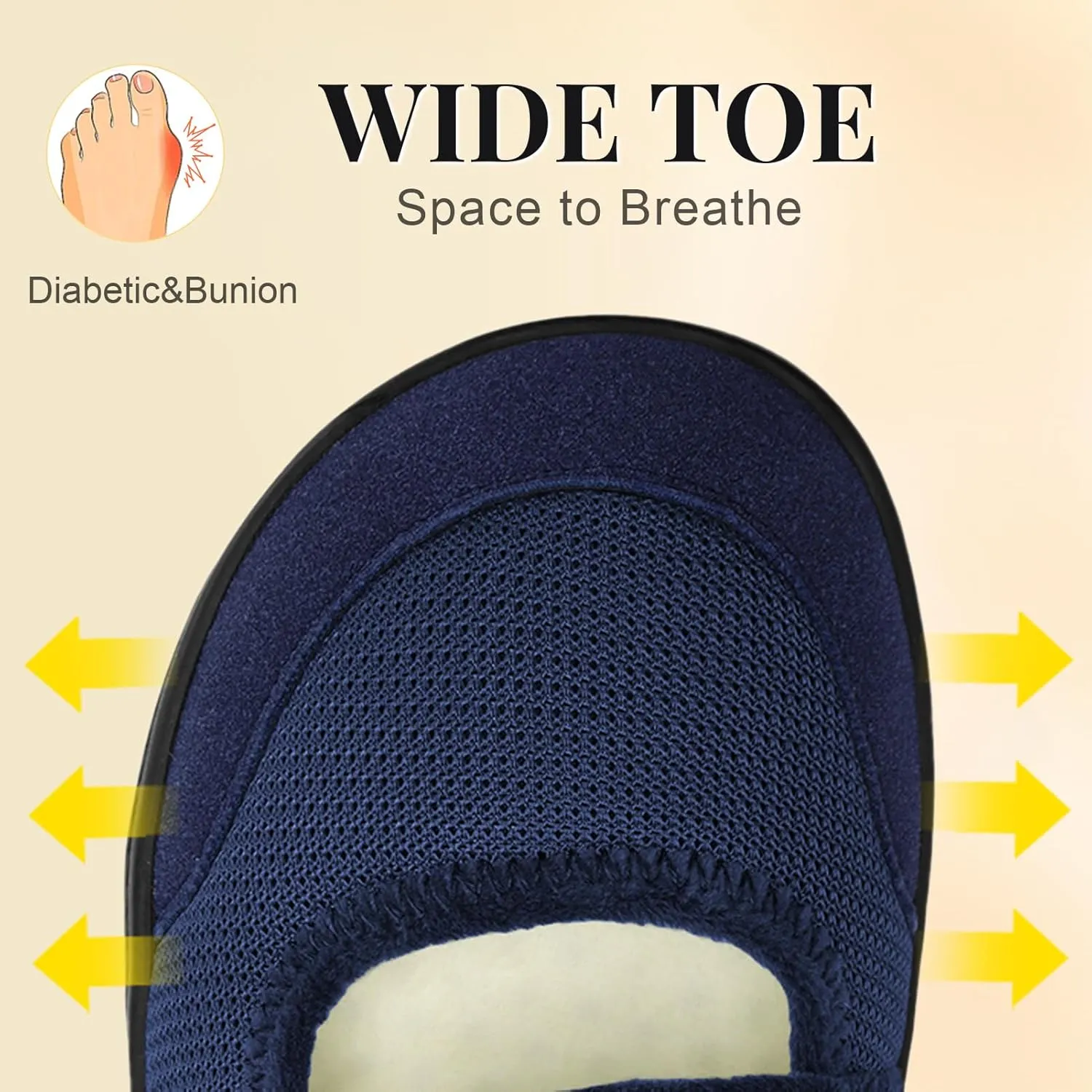 Rihero Womens Slippers Wide Width Diabetic Shoes Edema House Barefoot Walking Shoes Adjustable Indoor Outdoor Slippers
