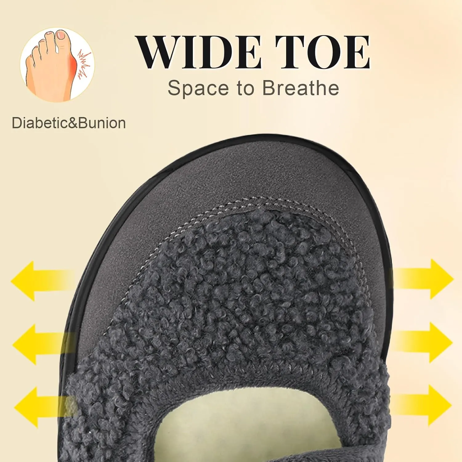 Rihero Womens Slippers Wide Width Diabetic Shoes Edema House Barefoot Walking Shoes Adjustable Indoor Outdoor Slippers