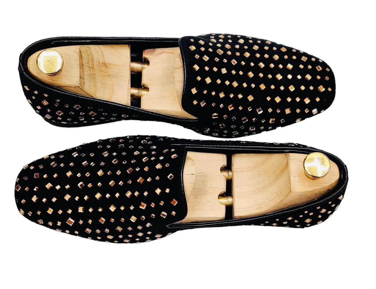 s Premium Studded Mirror Work Moccasins Step into Elegance
