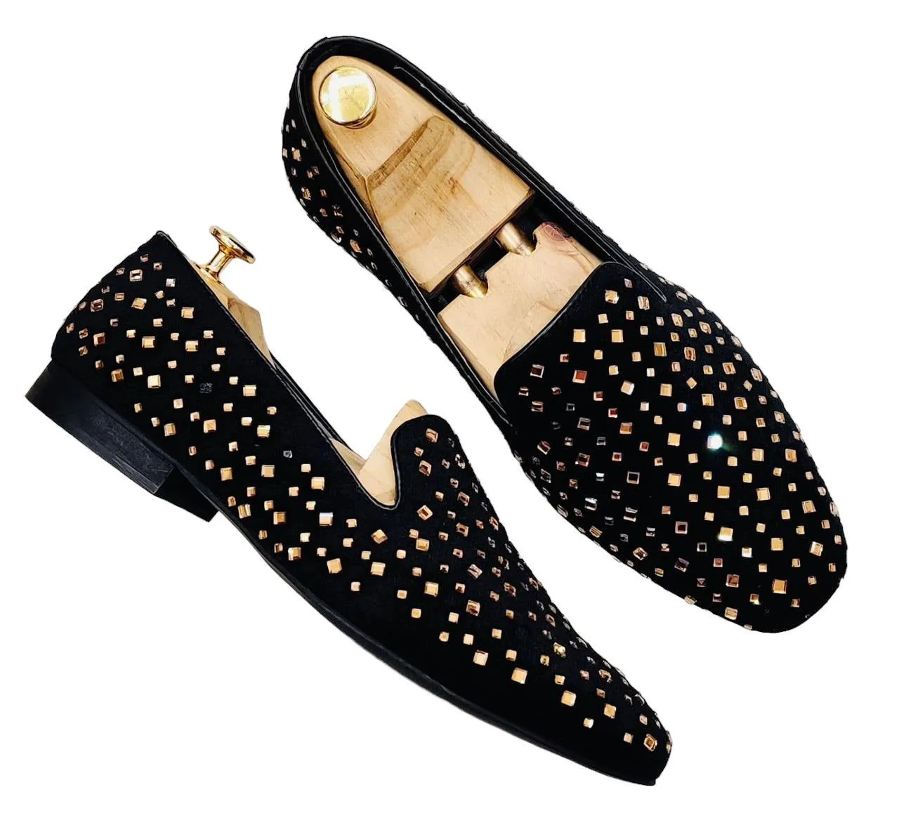 s Premium Studded Mirror Work Moccasins Step into Elegance