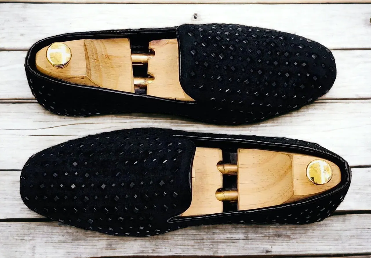 s Premium Studded Mirror Work Moccasins Step into Elegance