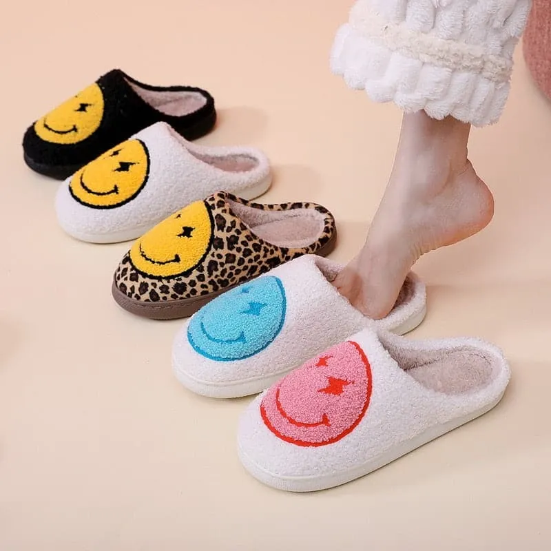 SALE House Smiley Face Slipper Women Kawaii Cartoon Plush Winter Warm Contton Indoor Funny Cute Fuzzy Floor Home Shoes Female