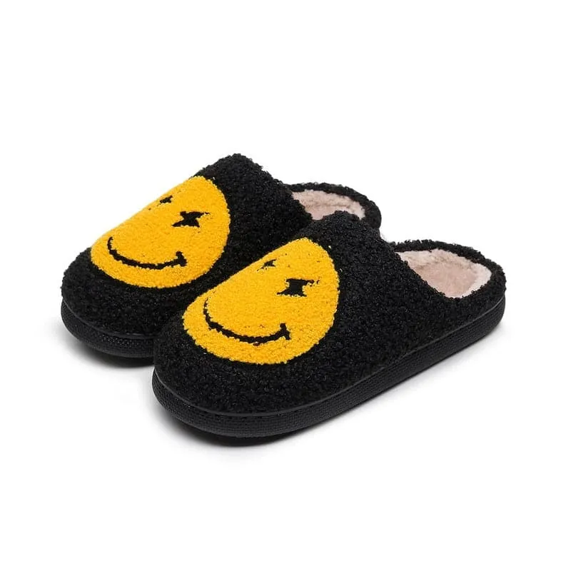 SALE House Smiley Face Slipper Women Kawaii Cartoon Plush Winter Warm Contton Indoor Funny Cute Fuzzy Floor Home Shoes Female