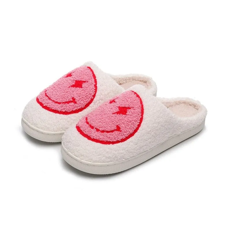 SALE House Smiley Face Slipper Women Kawaii Cartoon Plush Winter Warm Contton Indoor Funny Cute Fuzzy Floor Home Shoes Female