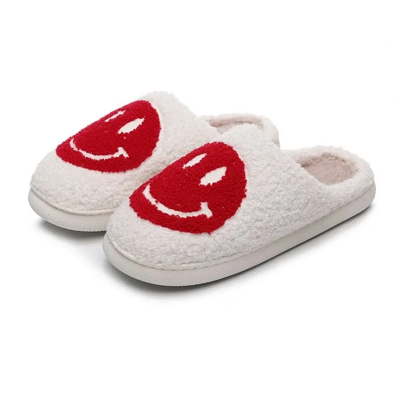 SALE House Smiley Face Slipper Women Kawaii Cartoon Plush Winter Warm Contton Indoor Funny Cute Fuzzy Floor Home Shoes Female