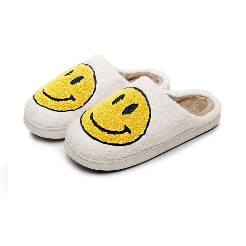 SALE House Smiley Face Slipper Women Kawaii Cartoon Plush Winter Warm Contton Indoor Funny Cute Fuzzy Floor Home Shoes Female