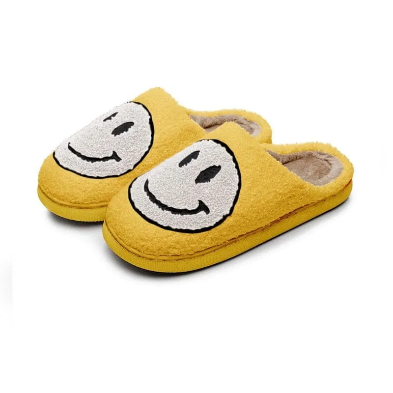 SALE House Smiley Face Slipper Women Kawaii Cartoon Plush Winter Warm Contton Indoor Funny Cute Fuzzy Floor Home Shoes Female