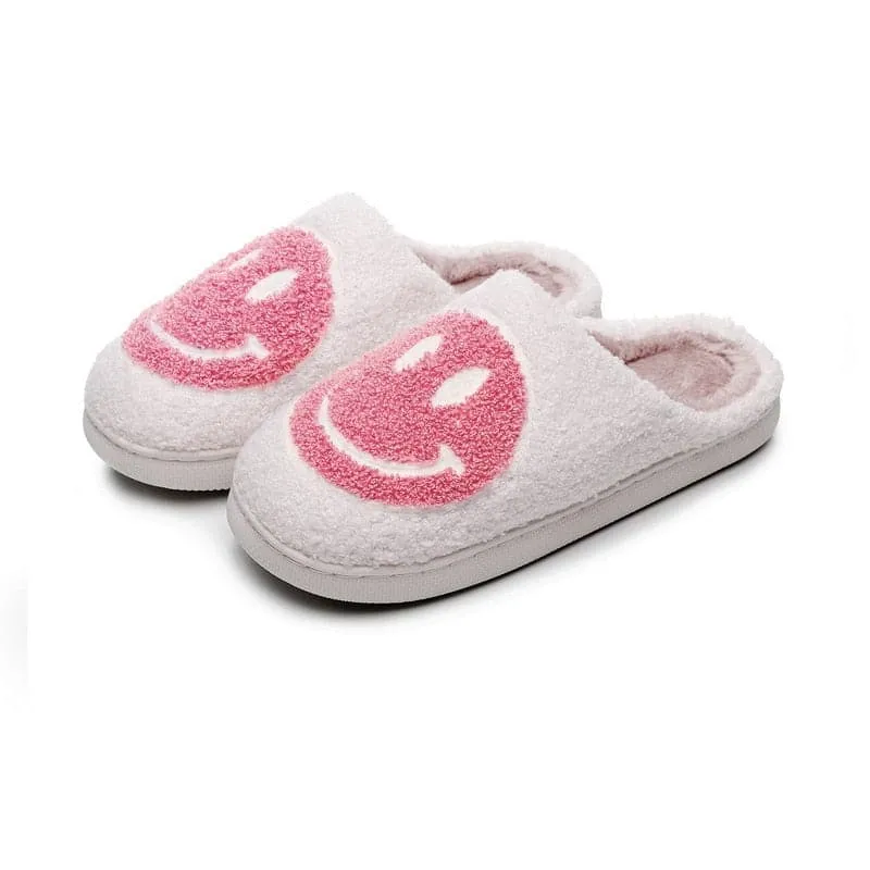 SALE House Smiley Face Slipper Women Kawaii Cartoon Plush Winter Warm Contton Indoor Funny Cute Fuzzy Floor Home Shoes Female
