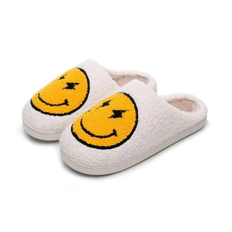 SALE House Smiley Face Slipper Women Kawaii Cartoon Plush Winter Warm Contton Indoor Funny Cute Fuzzy Floor Home Shoes Female