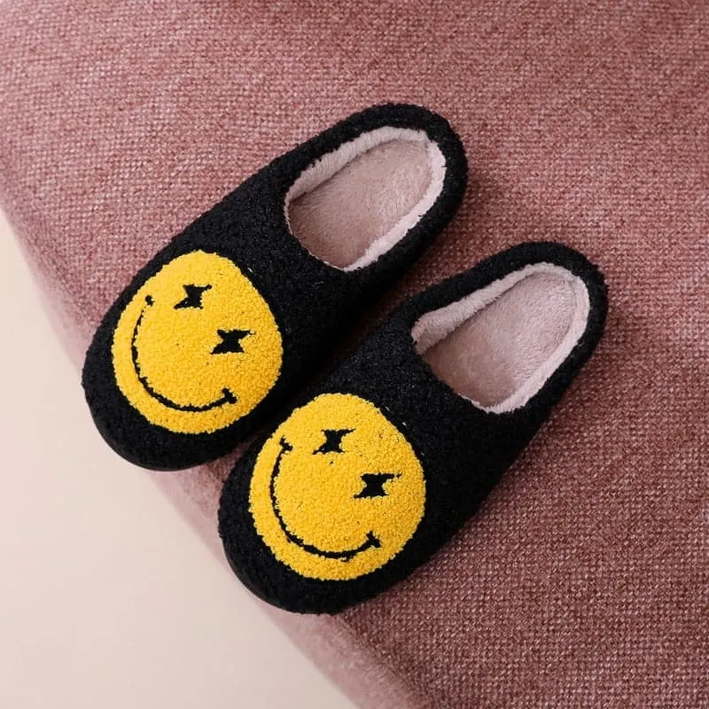 SALE House Smiley Face Slipper Women Kawaii Cartoon Plush Winter Warm Contton Indoor Funny Cute Fuzzy Floor Home Shoes Female