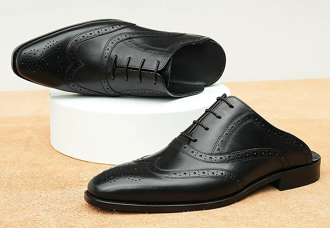 Santimon Mens Mules Slip On Casual Dress Clogs Leather Walking Loafers Shoes Fashion Wedding Breathable Business Formal Oxfords Summer Slippers Shoes for Men