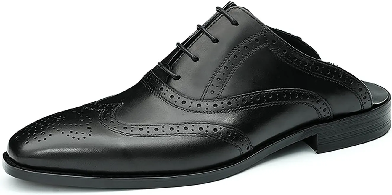 Santimon Mens Mules Slip On Casual Dress Clogs Leather Walking Loafers Shoes Fashion Wedding Breathable Business Formal Oxfords Summer Slippers Shoes for Men