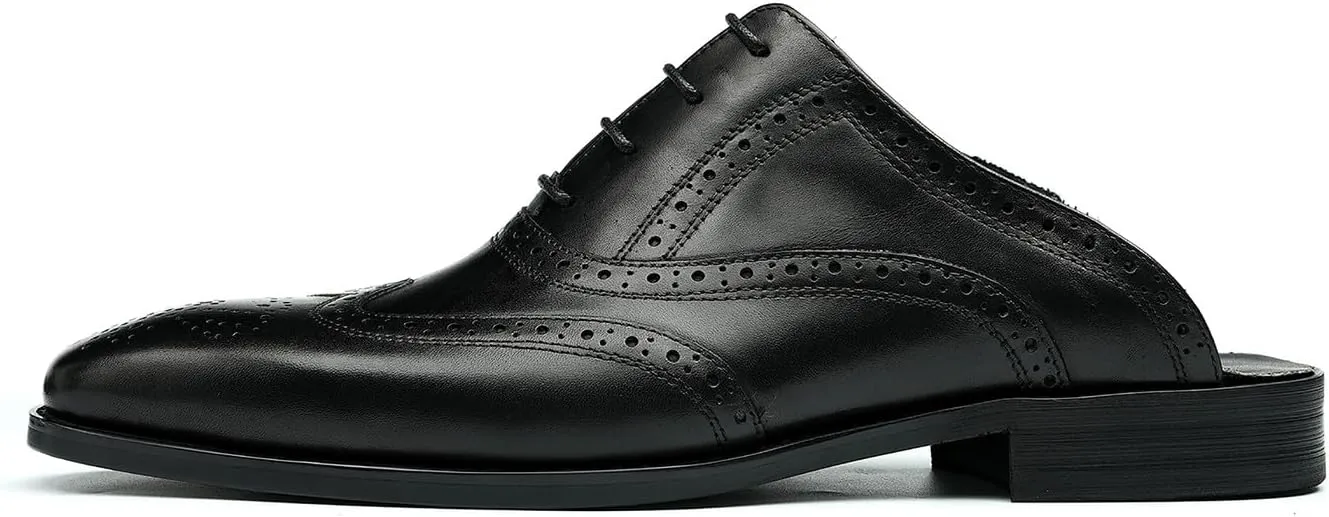 Santimon Mens Mules Slip On Casual Dress Clogs Leather Walking Loafers Shoes Fashion Wedding Breathable Business Formal Oxfords Summer Slippers Shoes for Men