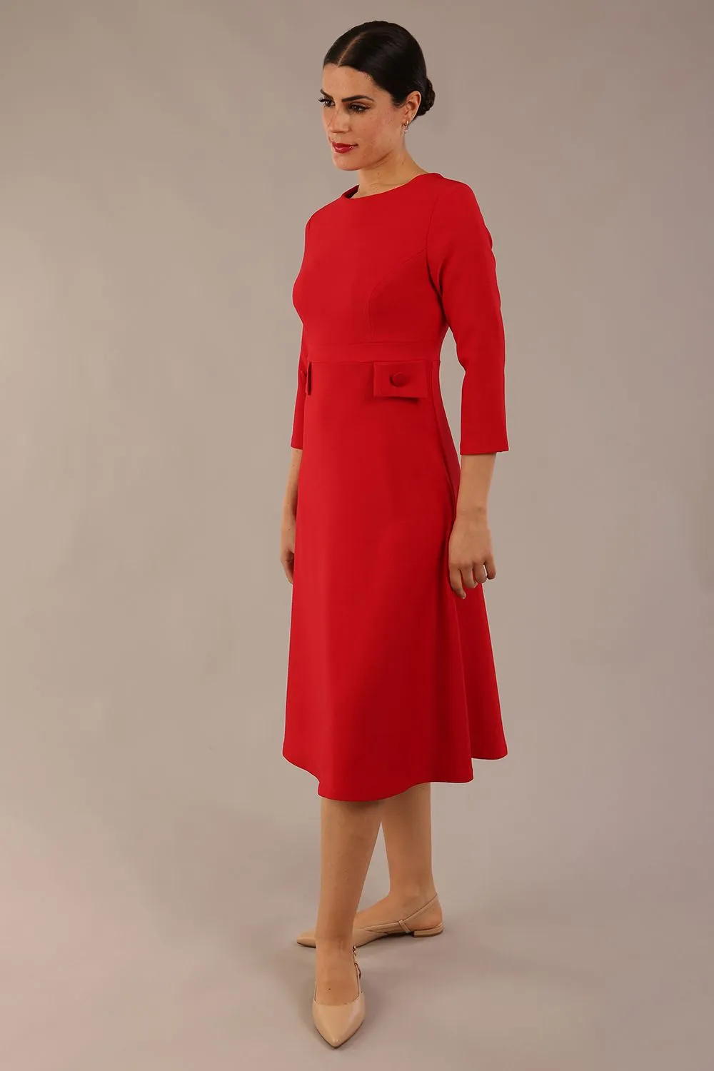 Seed Gresham 3/4 Sleeve Knee Length A-Line Dress