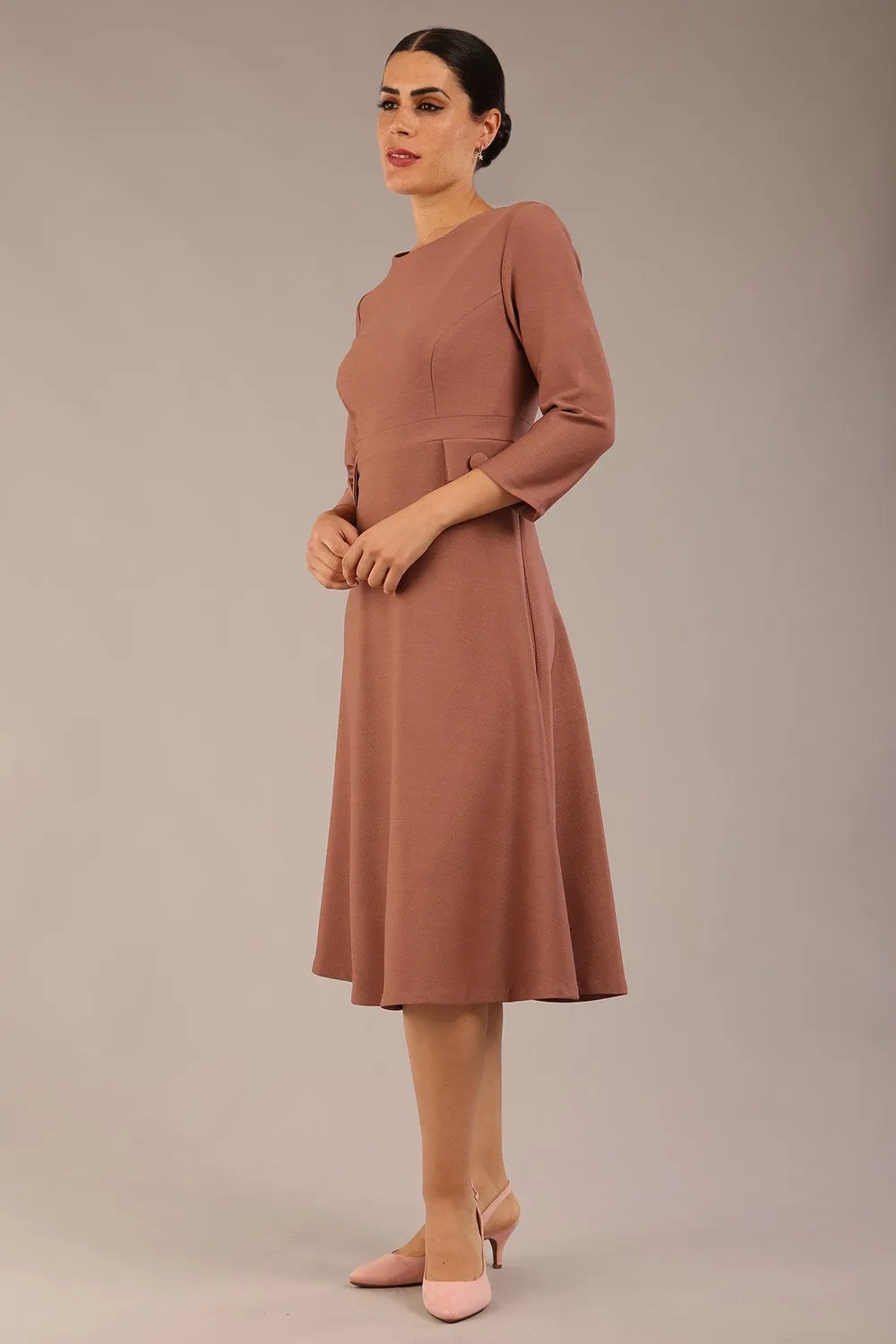 Seed Gresham 3/4 Sleeve Knee Length A-Line Dress