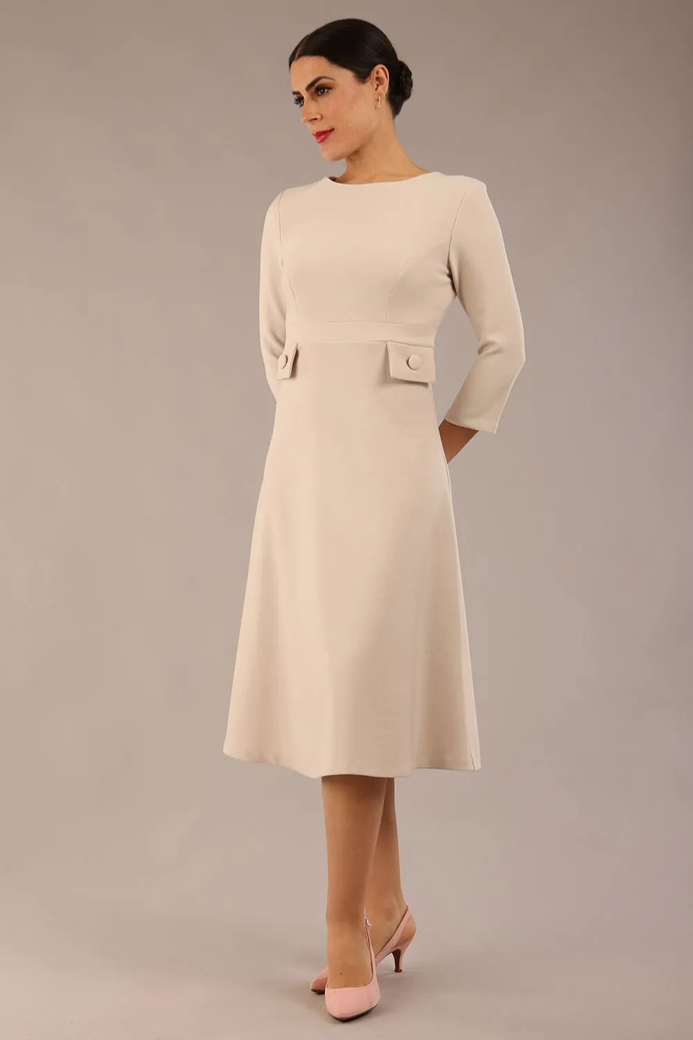 Seed Gresham 3/4 Sleeve Knee Length A-Line Dress