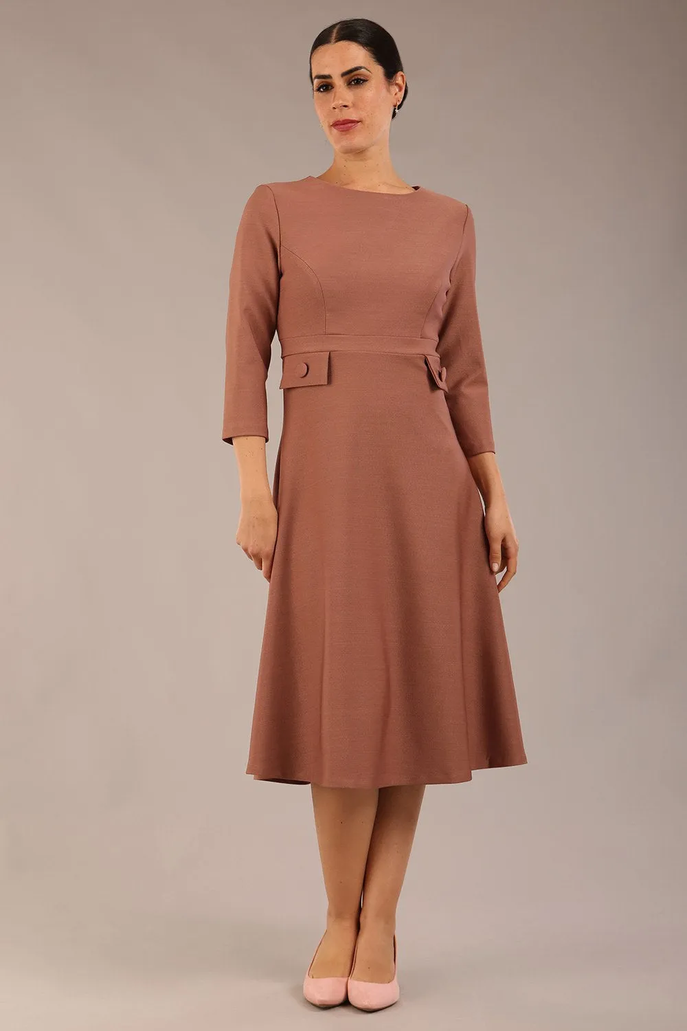 Seed Gresham 3/4 Sleeve Knee Length A-Line Dress