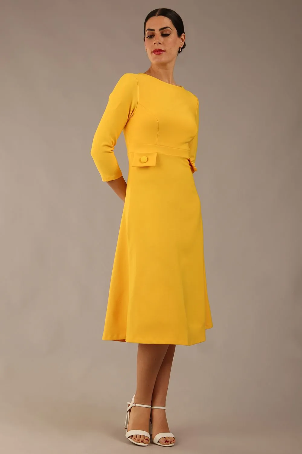 Seed Gresham 3/4 Sleeve Knee Length A-Line Dress