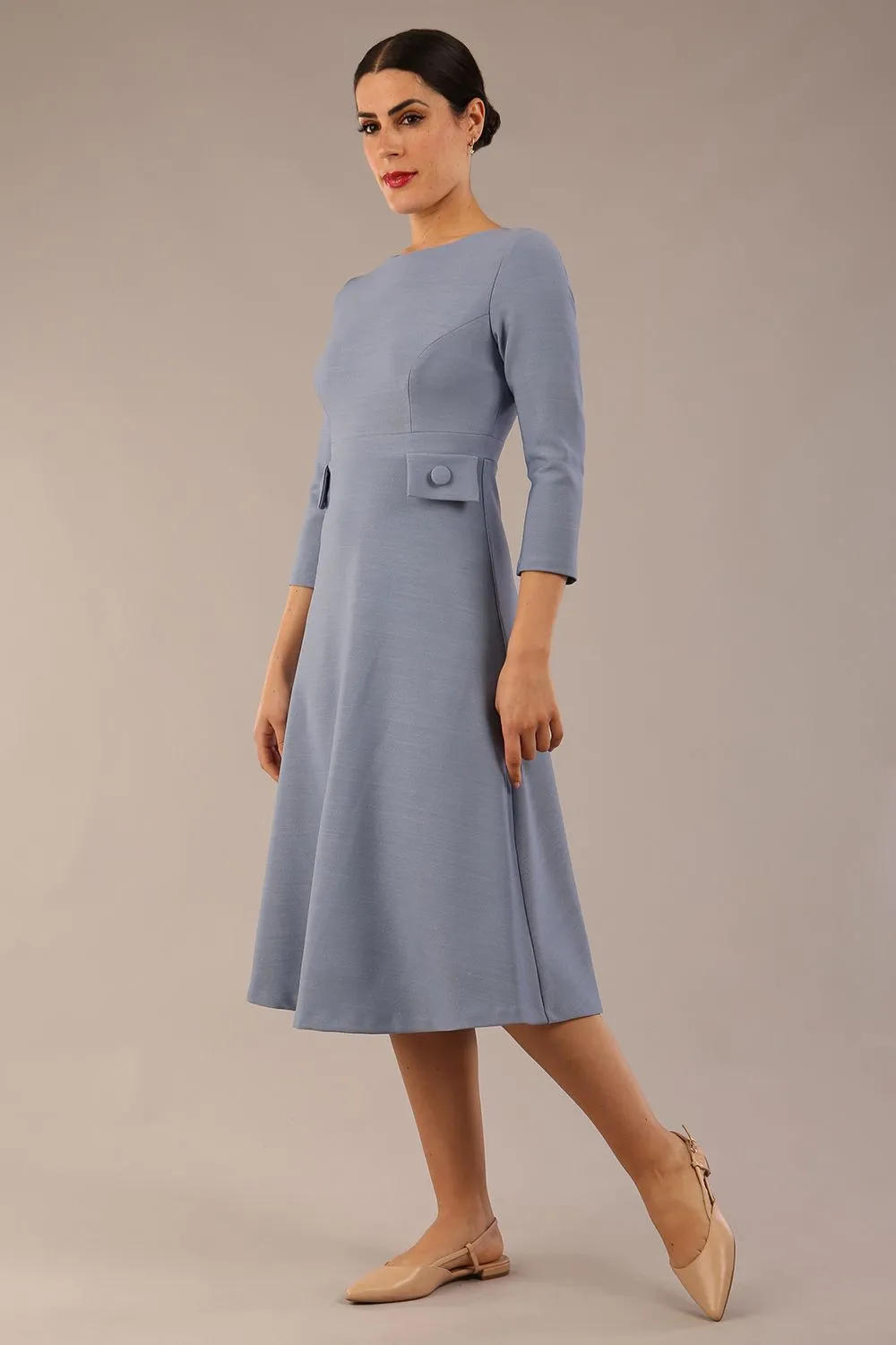 Seed Gresham 3/4 Sleeve Knee Length A-Line Dress