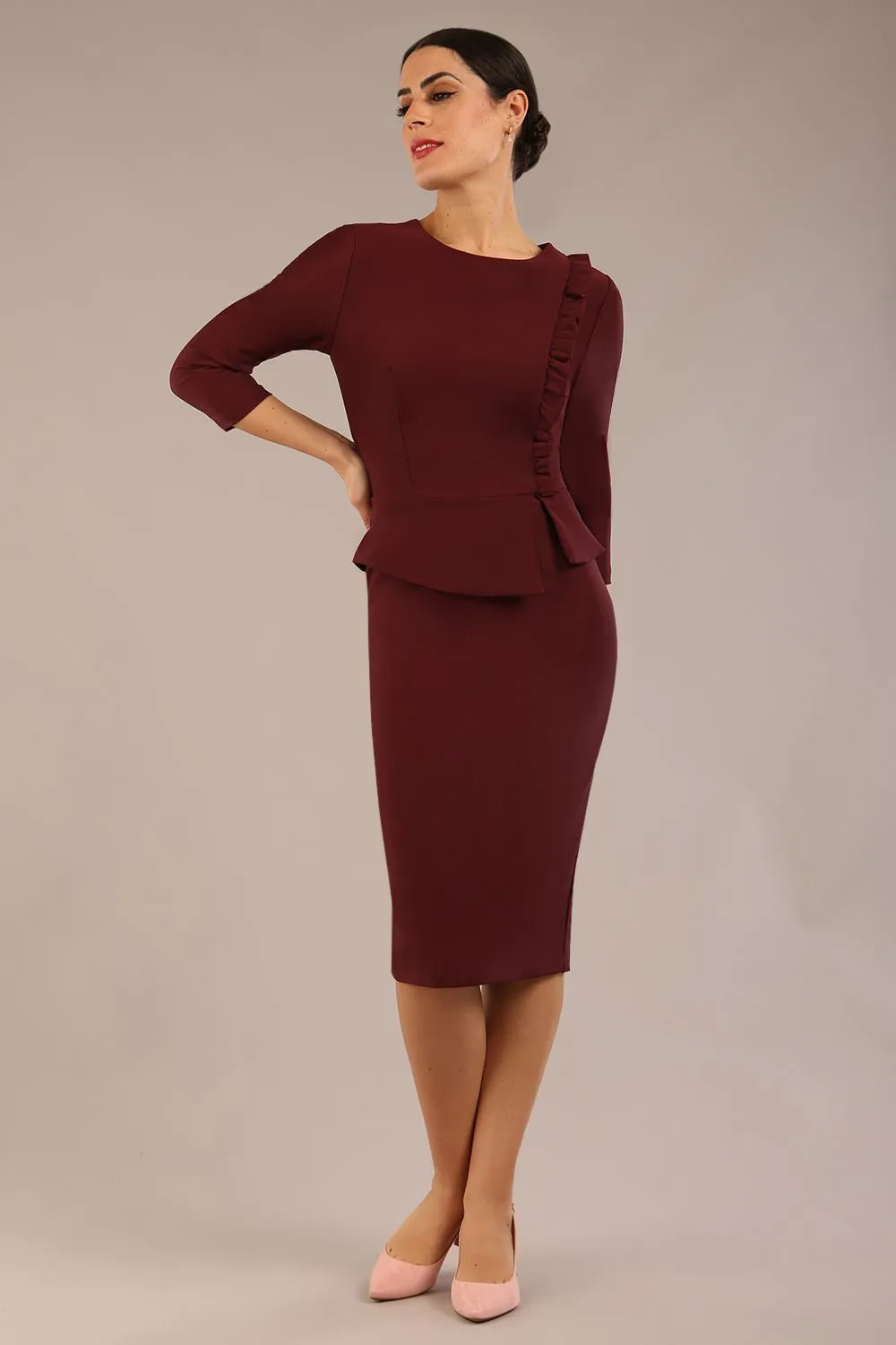 Seed Imperia Sleeved Peplum Dress