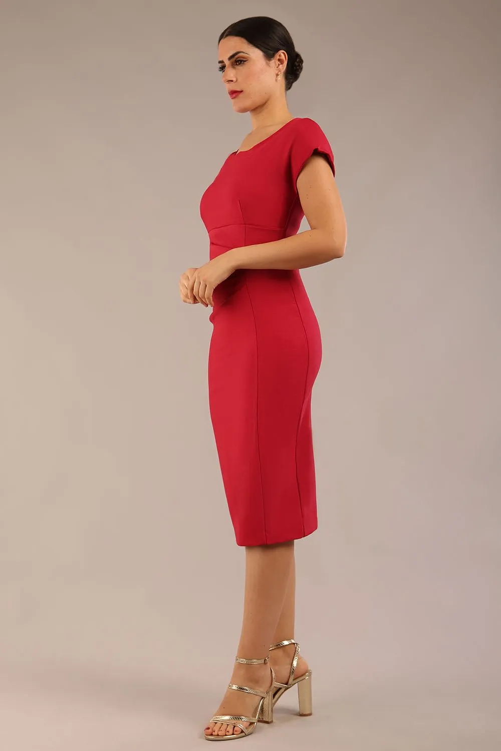 Seed Leela Rounded Neckline Cap Sleeved Dress
