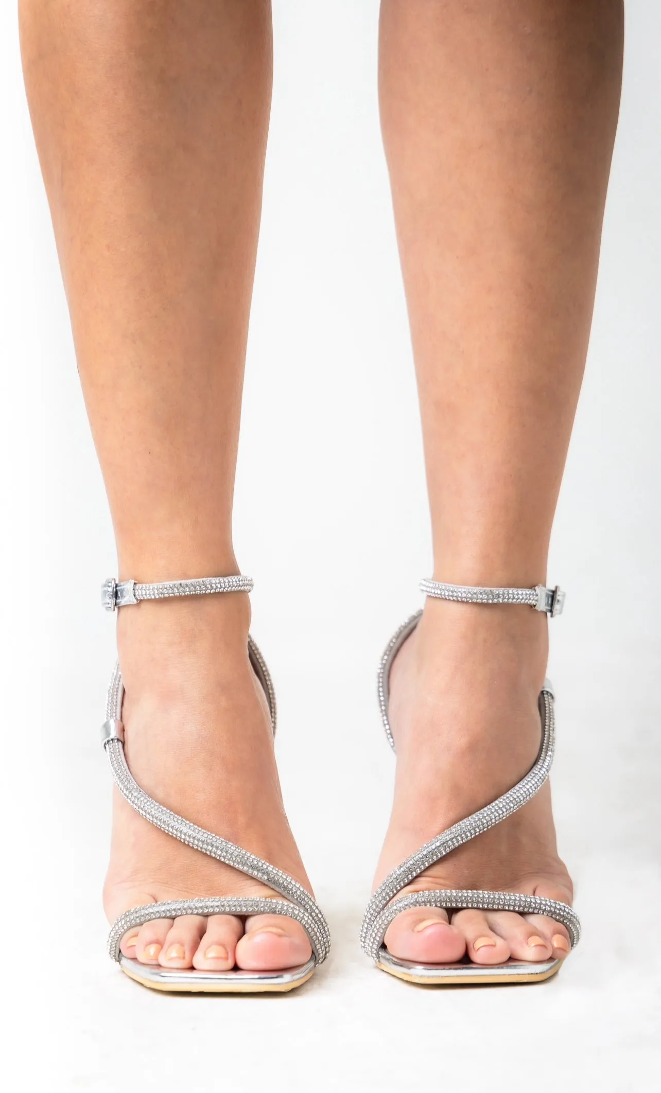 Shines Obsession Silver Rhinestones Heels
