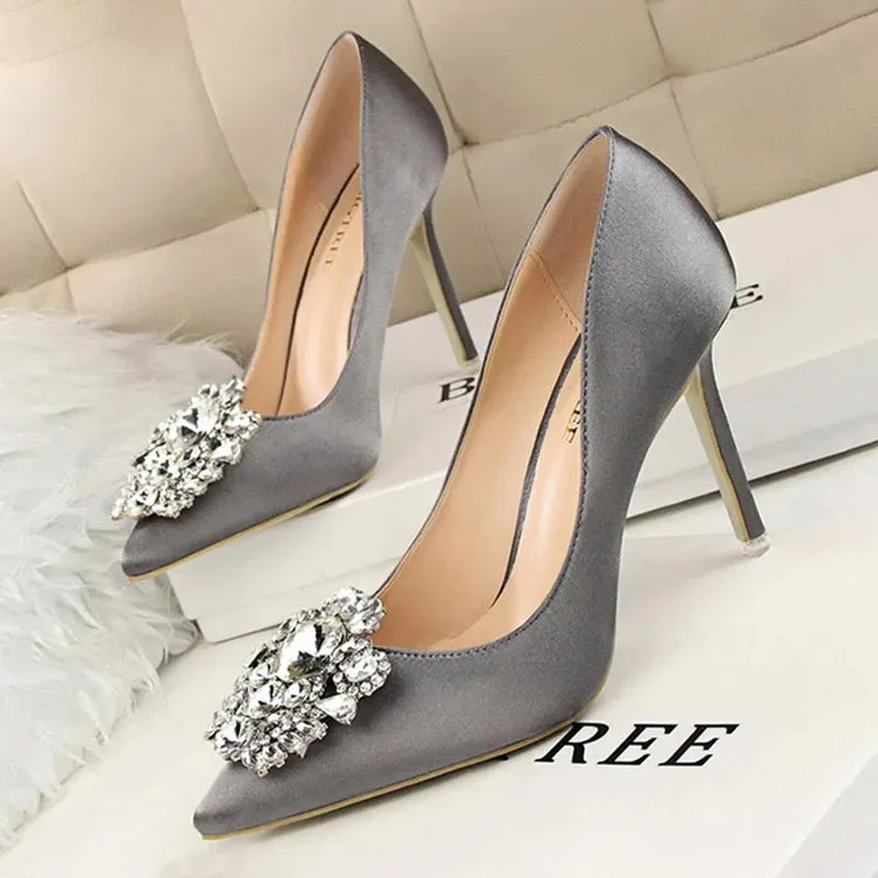 Shoes Rhinestone Women Pumps Stiletto High Heels