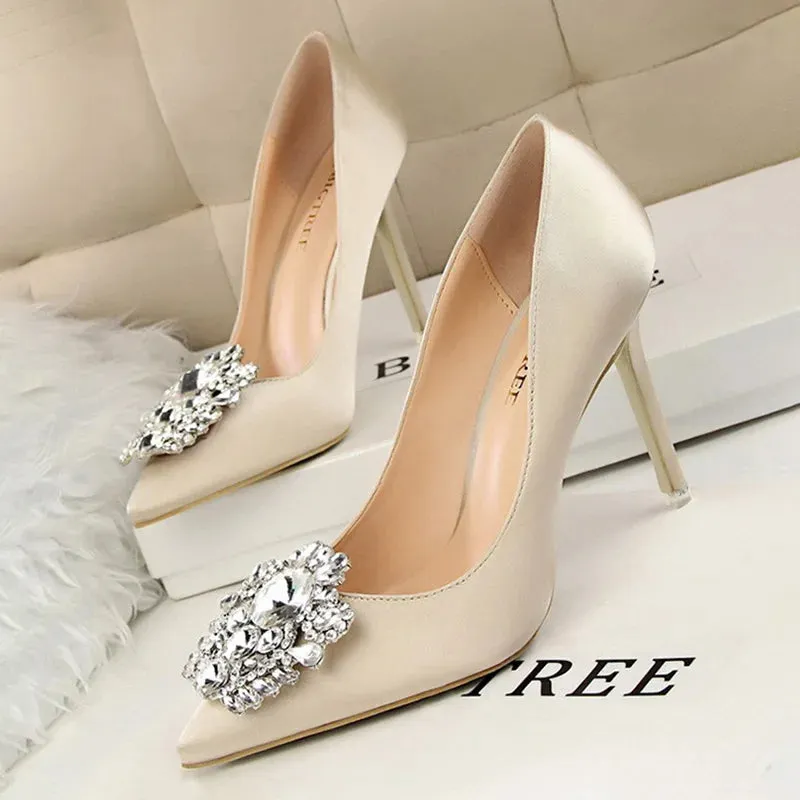 Shoes Rhinestone Women Pumps Stiletto High Heels